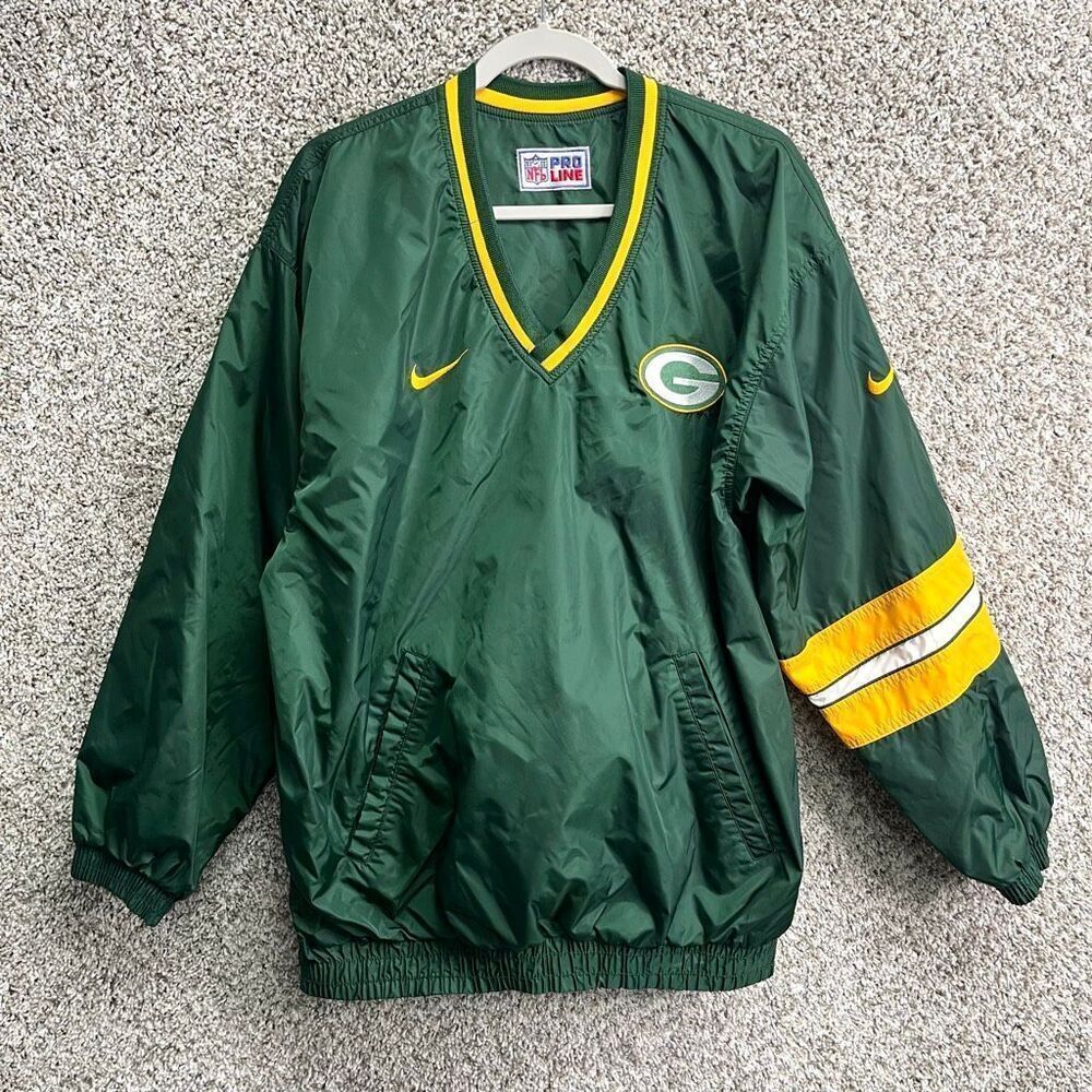 Vintage Nike Pro Line NFL Green Bay Packers‎ Reversible Pullover Windbreaker L